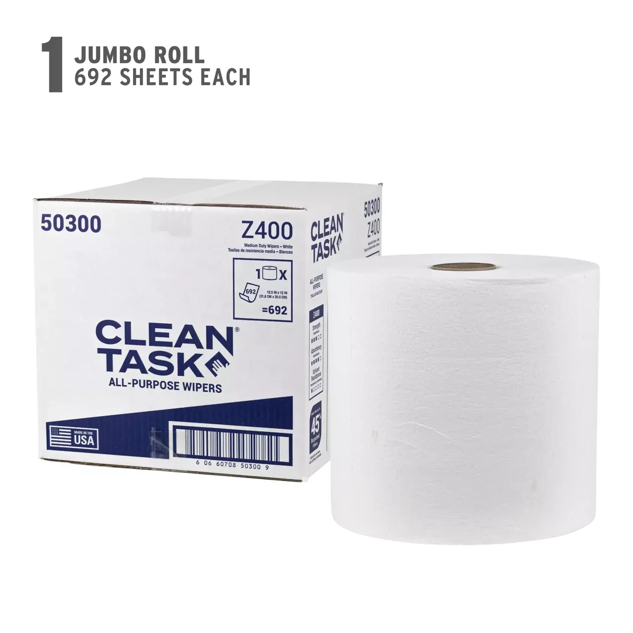 All-Purpose Z400 Wipers - Jumbo Roll, White, 692 Sheets - Sellars